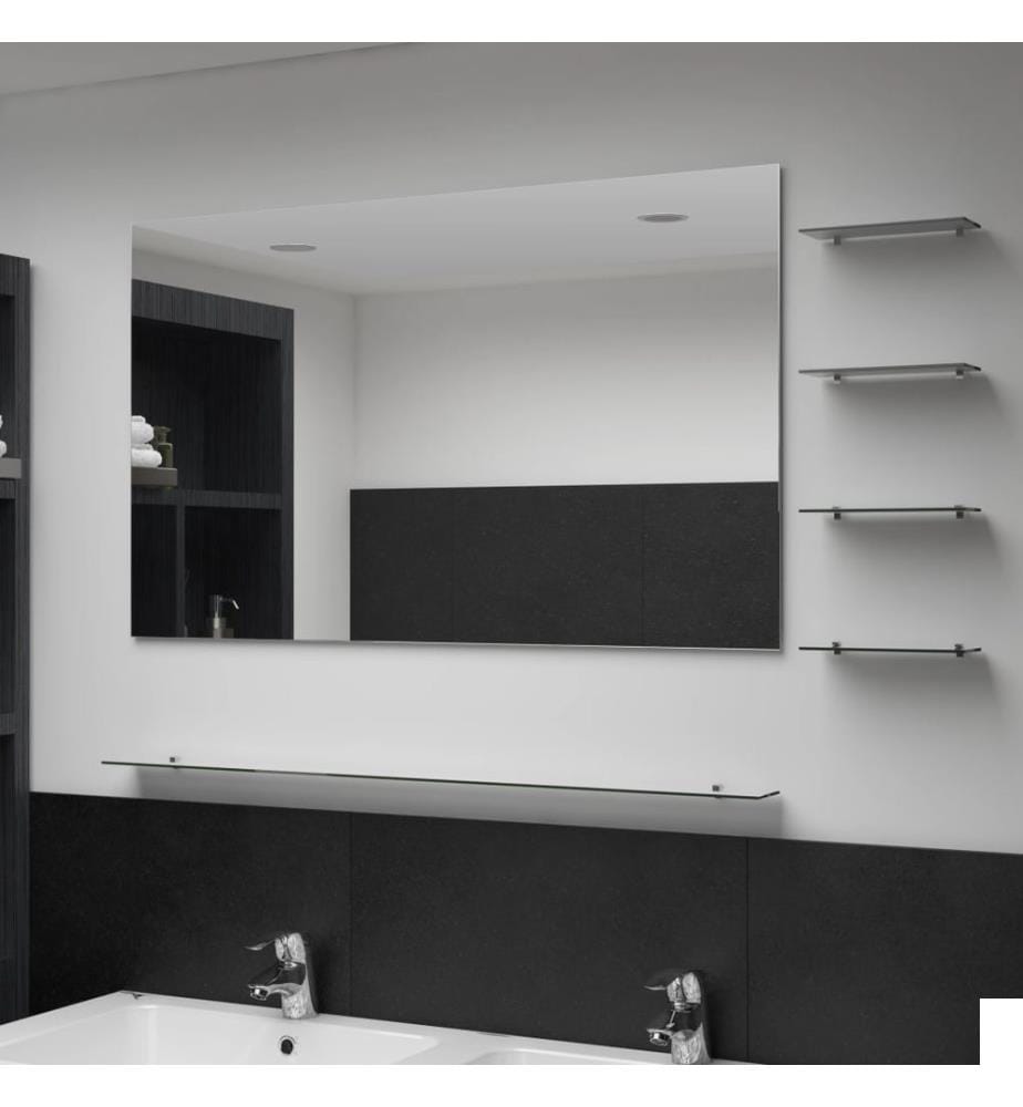 Miroir mural avec 5 étagères Argenté 100 x 60 cm