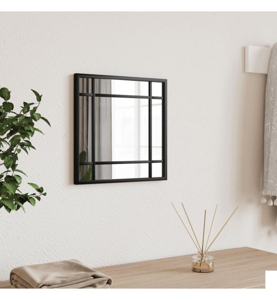 Miroir mural noir 30x30 cm carré fer