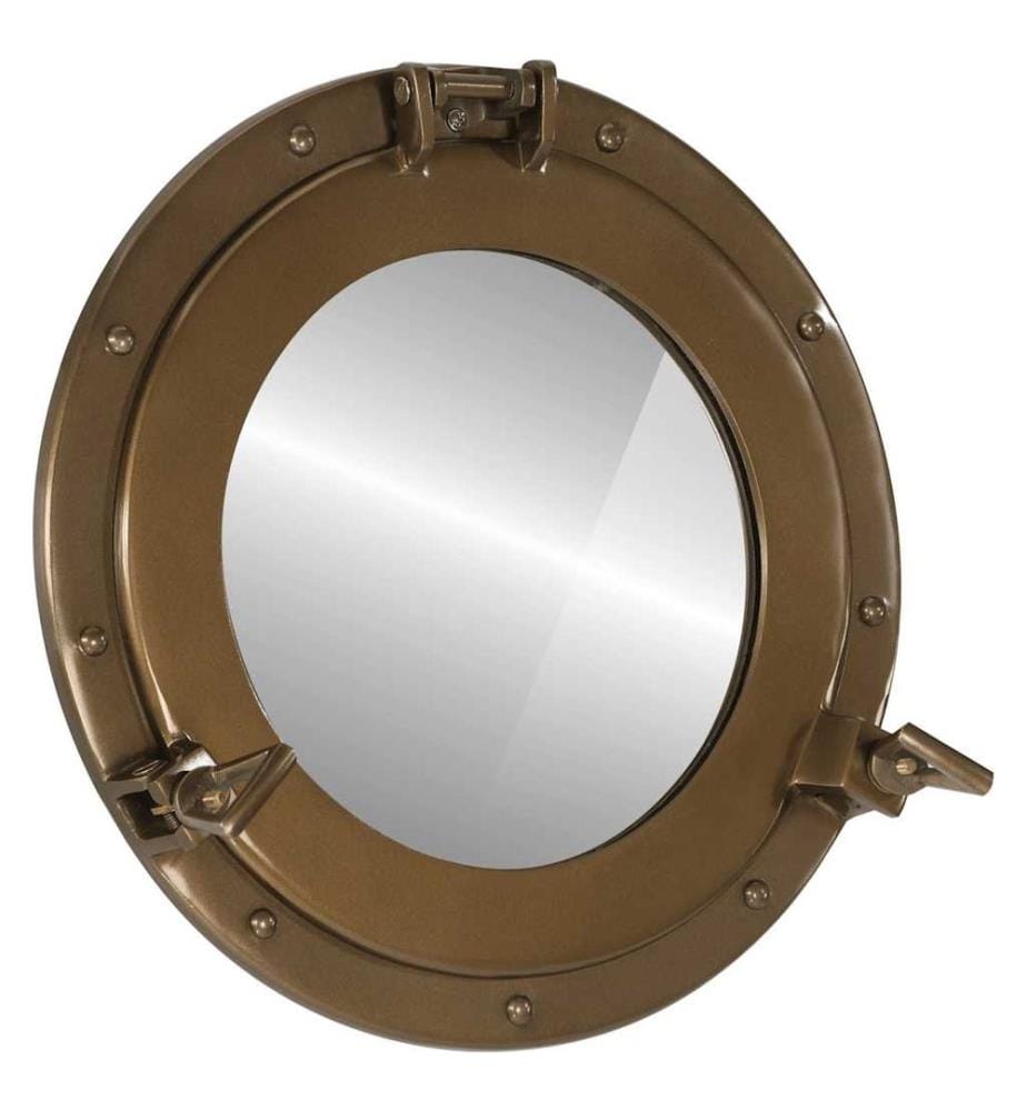 Miroir en forme de hublot mural Ø38 cm aluminium et verre