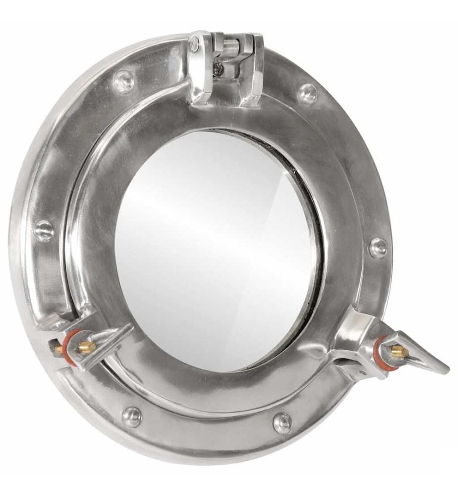 Miroir en forme de hublot mural Ø23 cm aluminium et verre