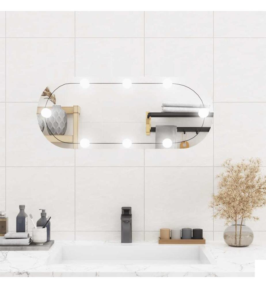 Miroir mural avec lumières LED 30x70 cm verre ovale