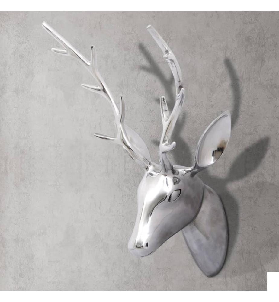 Décoration murale de tête de cerf Aluminium Argenté 62 cm