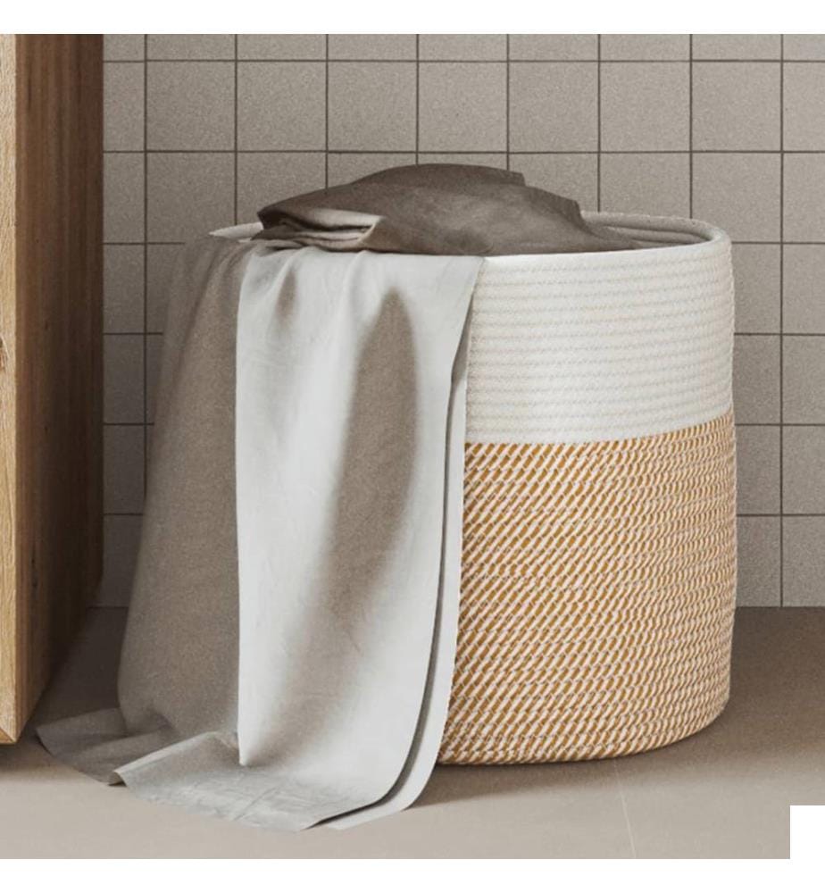 Panier de rangement marron et blanc Ø40x35 cm coton