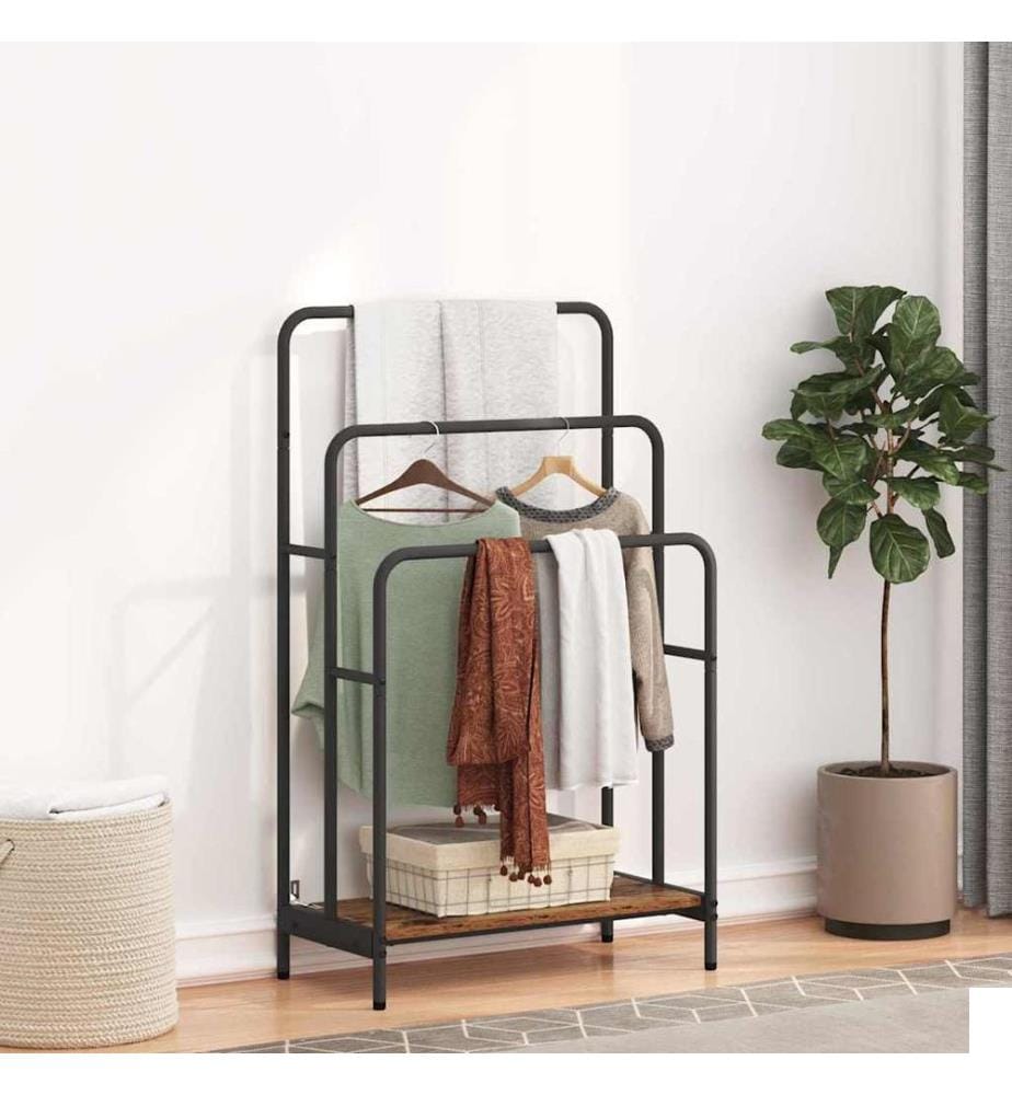 Porte-vêtements avec étagère Bois ancien 60 x 30 x 100,5 cm