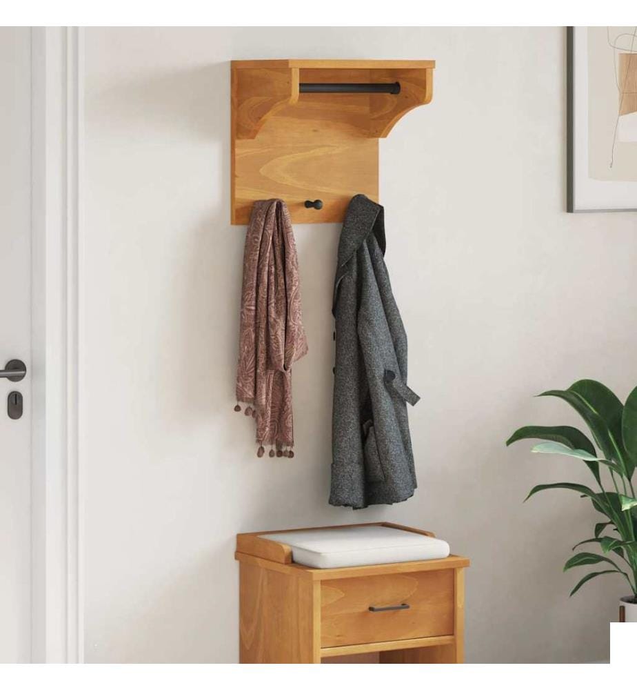 Porte-manteau mural SANDNES 43x30x42 cm bois massif pin