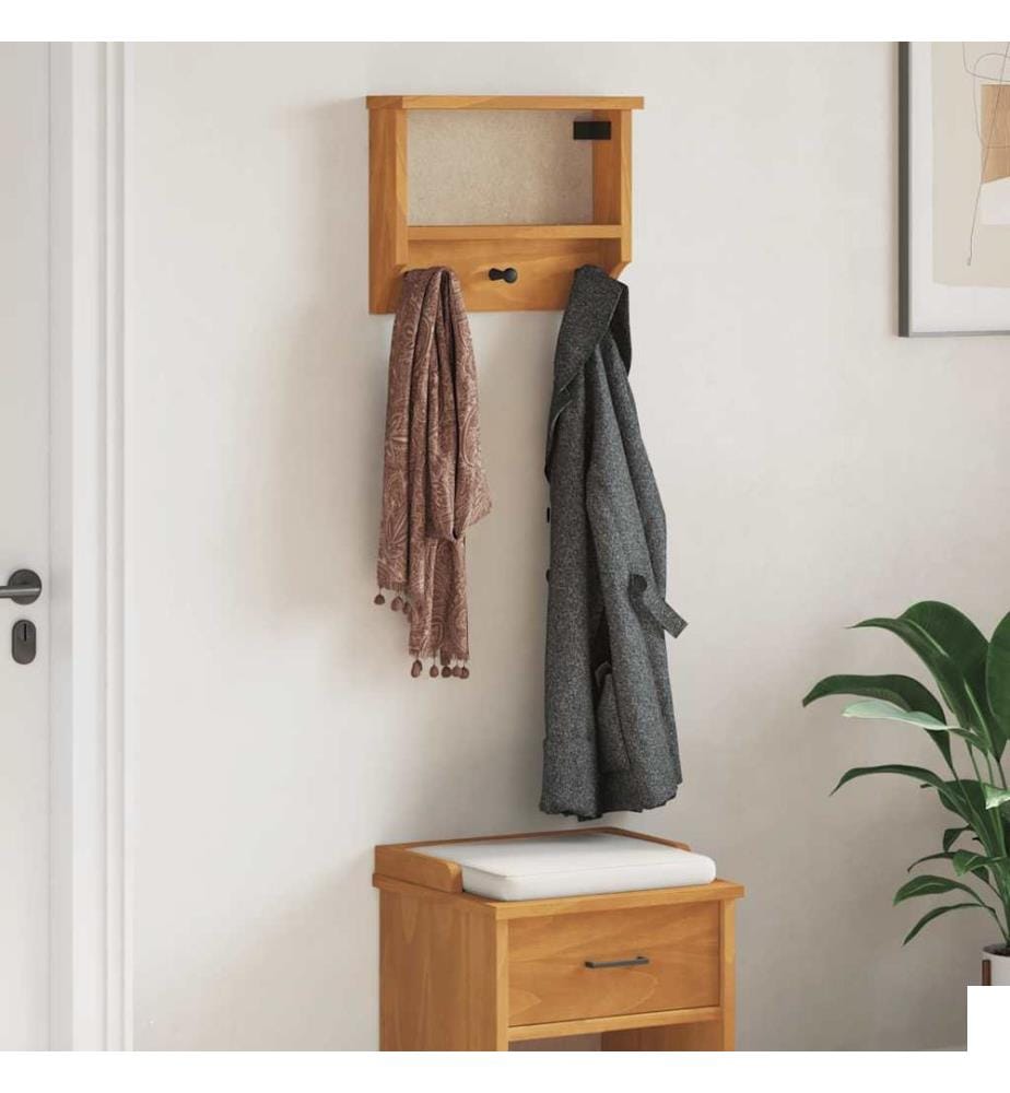 Porte-manteau mural SANDNES 45x12x35 cm bois massif pin
