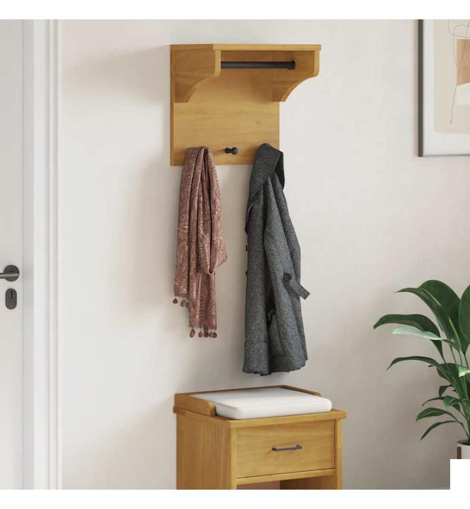 Porte-manteau mural SANDNES 43x30x42 cm bois massif pin