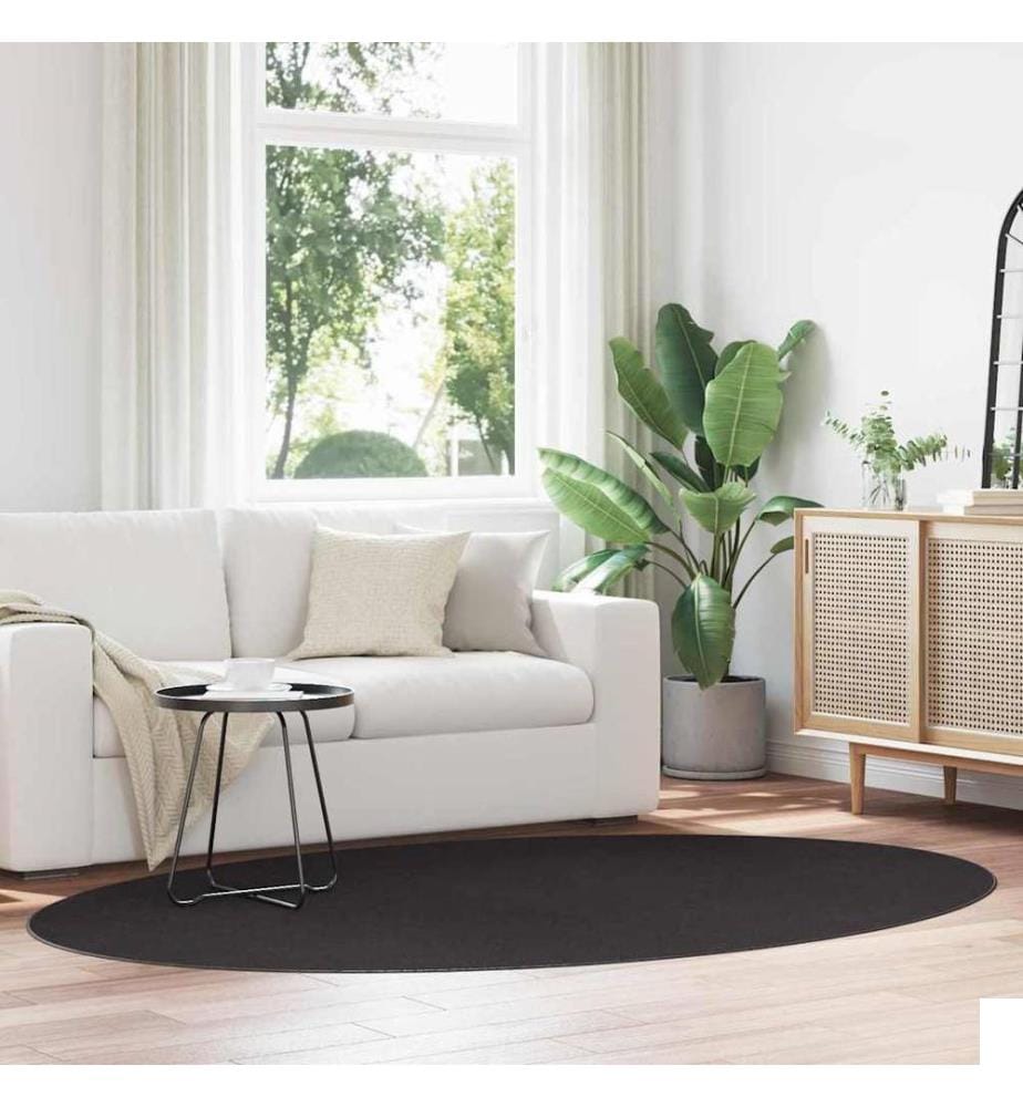 Tapis de surface ovale HUARTE Noir 160 x 230 cm 100% Polyester