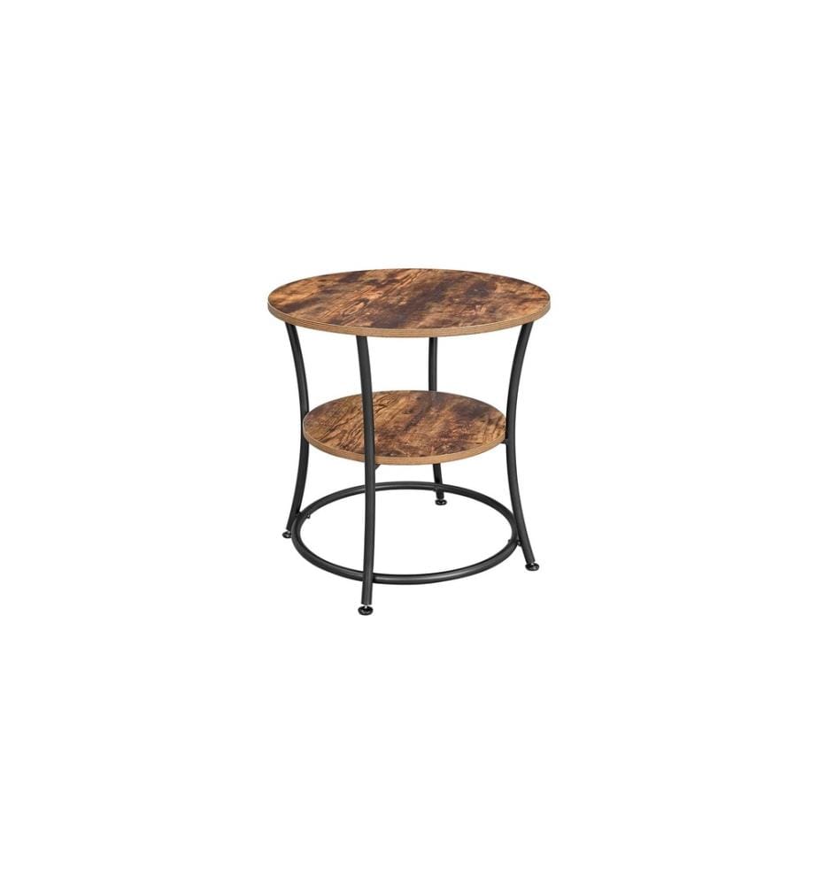 VASAGLE - Table basse rond 50 x 50 cm, Brun/Noir