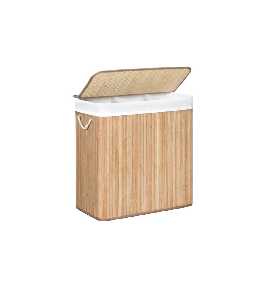 Songmics - Corbeille à linge avec couvercle 150 l, Nature