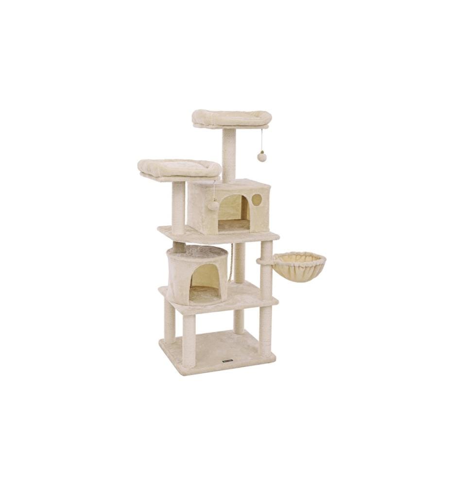 Feandrea - Arbre à chat avec 2 cavités, 156 cm, beige