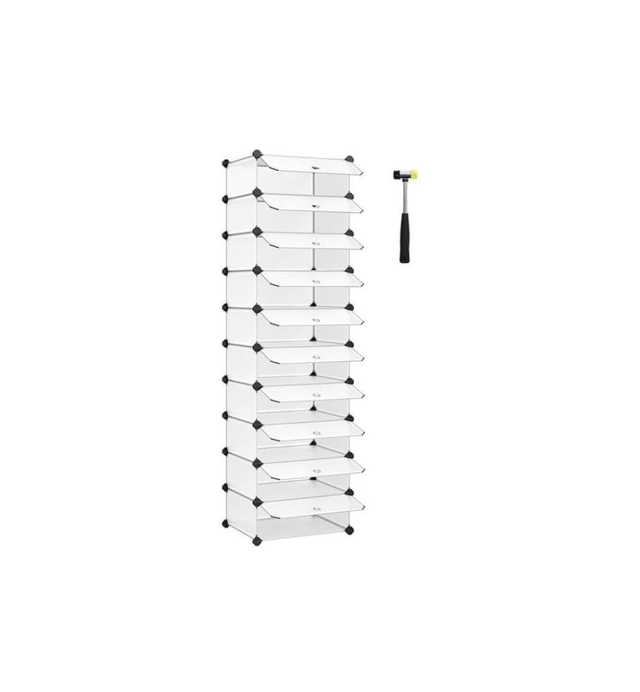 Songmics - Armoire à chaussures 43 cm x 173 cm, Noir/Blanc