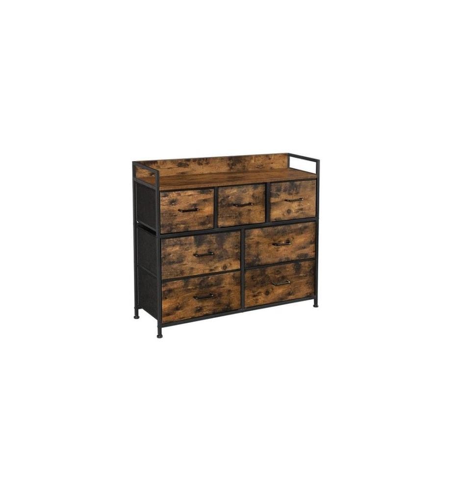 Songmics - Commode Industriel 98 cm x 85 cm, Brun/Noir