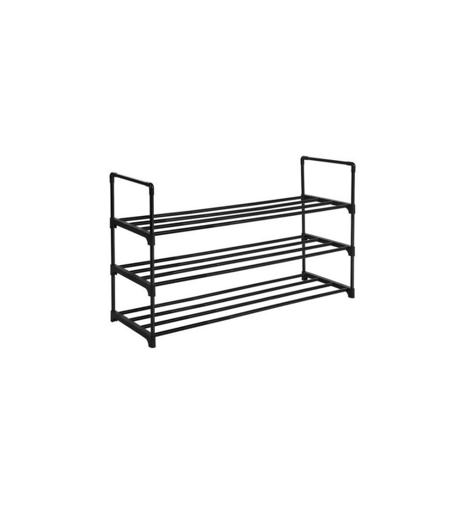 Songmics - Étagère à chaussures avec 3 étagères 92 x 30,5 x 55 cm, Noir