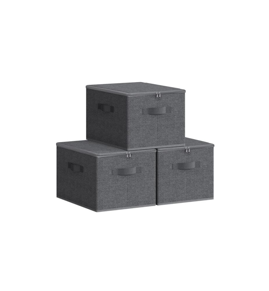 Songmics - Boîte de rangement 3 pièces, Gris