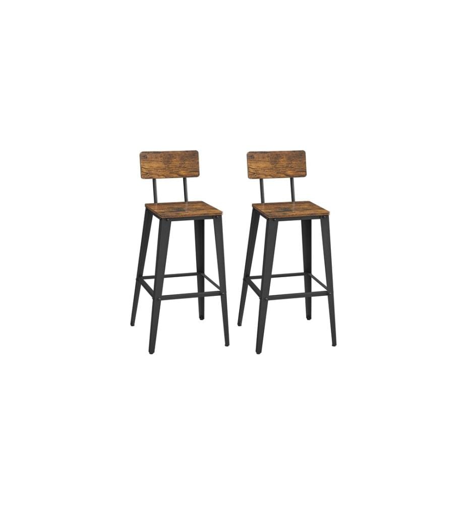 VASAGLE - Tabouret de bar 45.4 x 45.4 x 102.2 cm, set de 2 pièces
