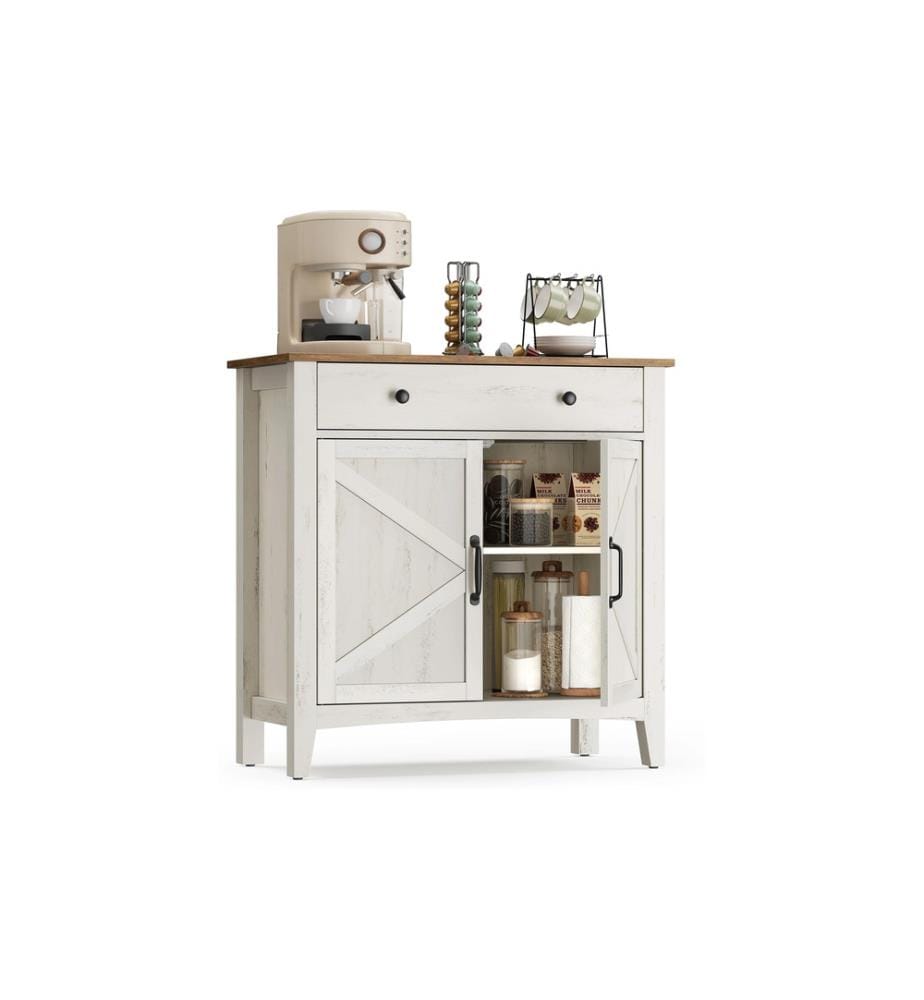 VASAGLE - Commode 80 x 80 cm, Beige/Blanc