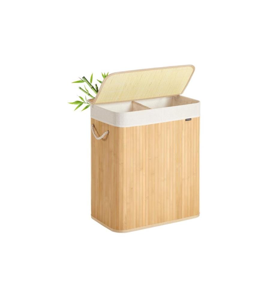 Songmics - Panier à linge en bambou 100 l, Bambou