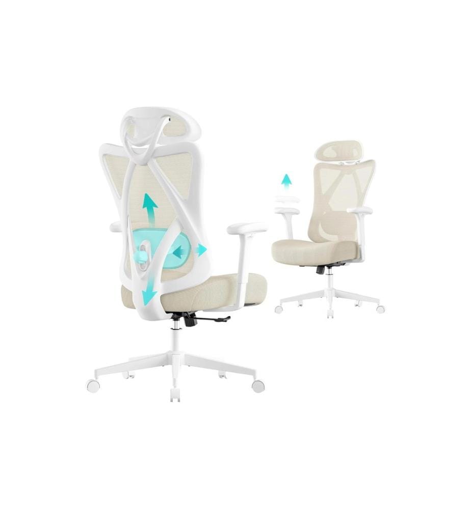 Songmics - Chaise de bureau avec soutien lombaire et appui-tête réglables