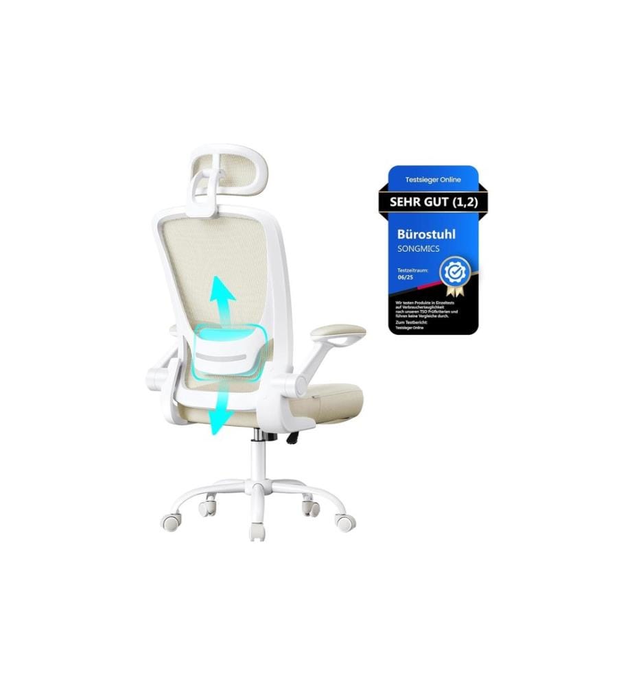 Songmics - Chaise de bureau avec soutien lombaire et appui-tête réglables