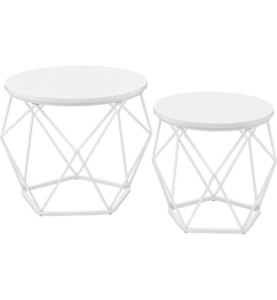 VASAGLE Set de 2 tables basses 40/50 x 36 cm/40 cm, Blanc
