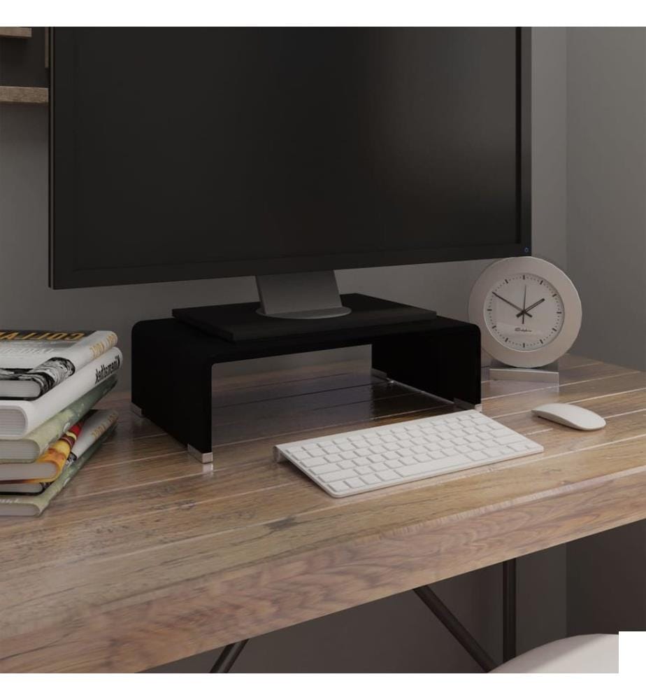 Meuble TV/support pour moniteur 40x25x11 cm verre noir