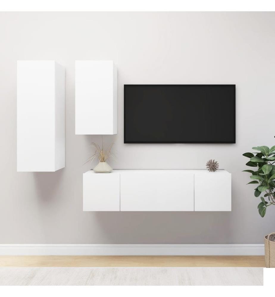 Ensemble de meubles TV 4 pcs Blanc Bois d'ingénierie
