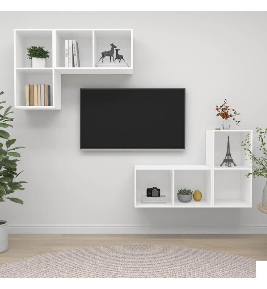 Meubles TV muraux 4 pcs Blanc Bois d'ingénierie