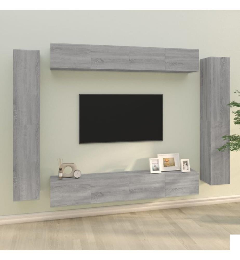 Ensemble de meubles TV 8 pcs Sonoma gris Bois d'ingénierie