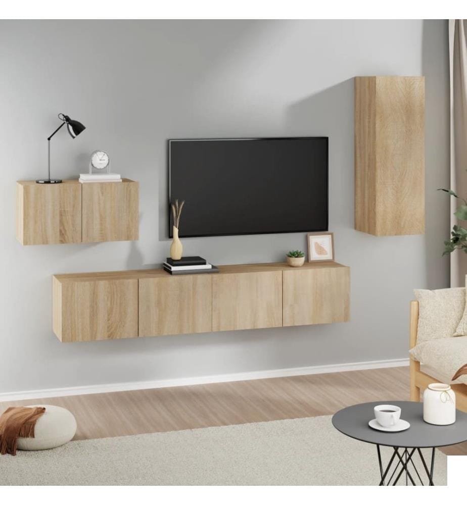 Ensemble de meubles TV 4 pcs Chêne sonoma Bois d'ingénierie
