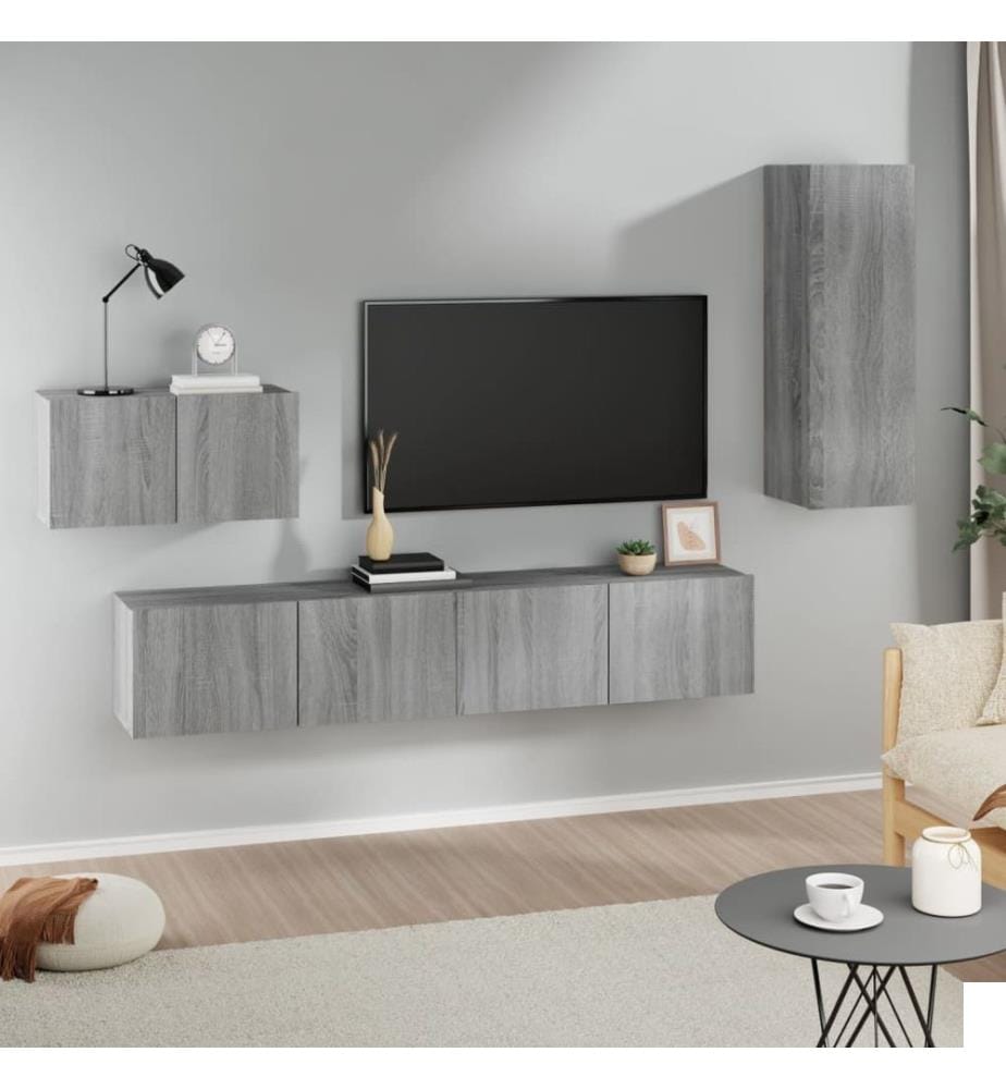Ensemble de meubles TV 4 pcs Sonoma gris Bois d'ingénierie