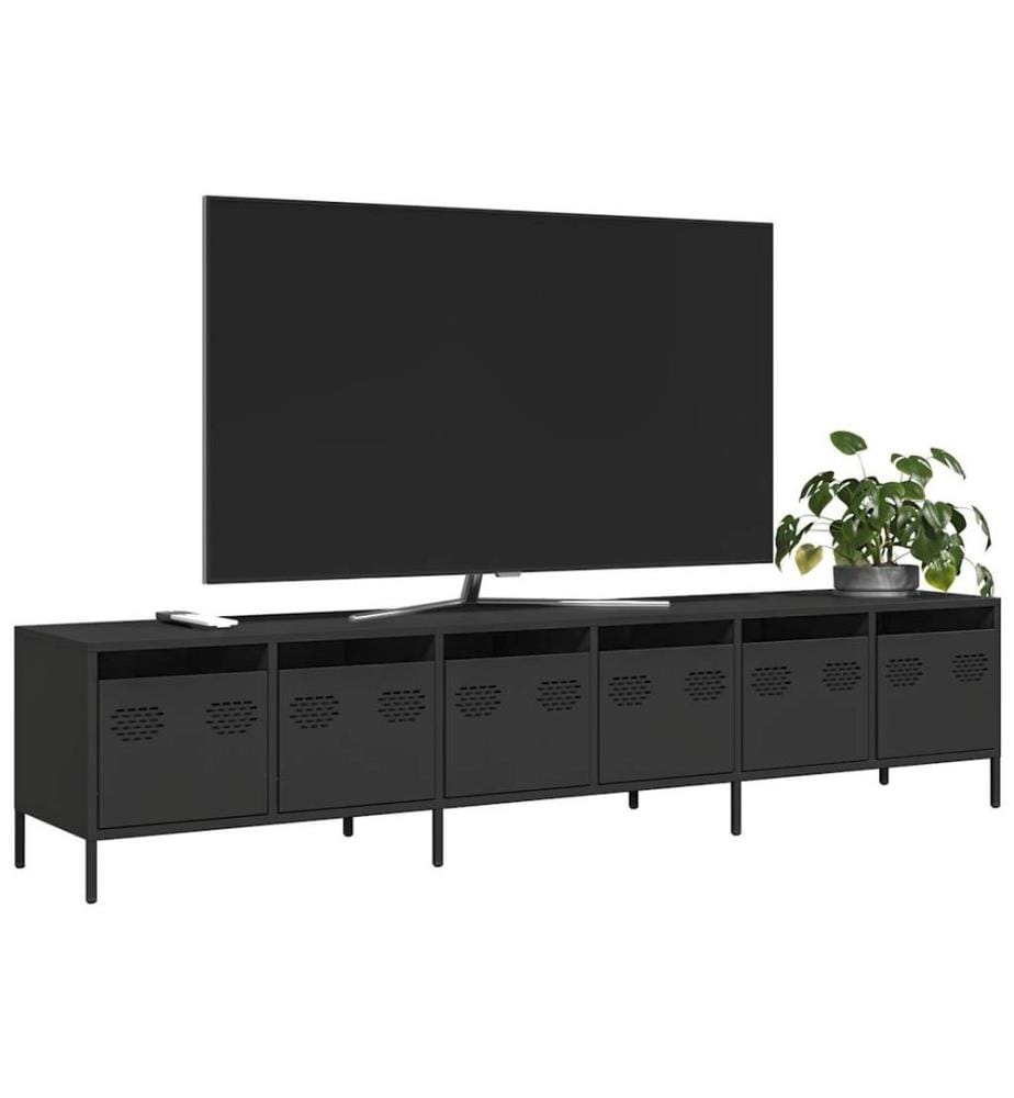 Meuble TV noir 202x39x43,5 cm acier laminé à froid