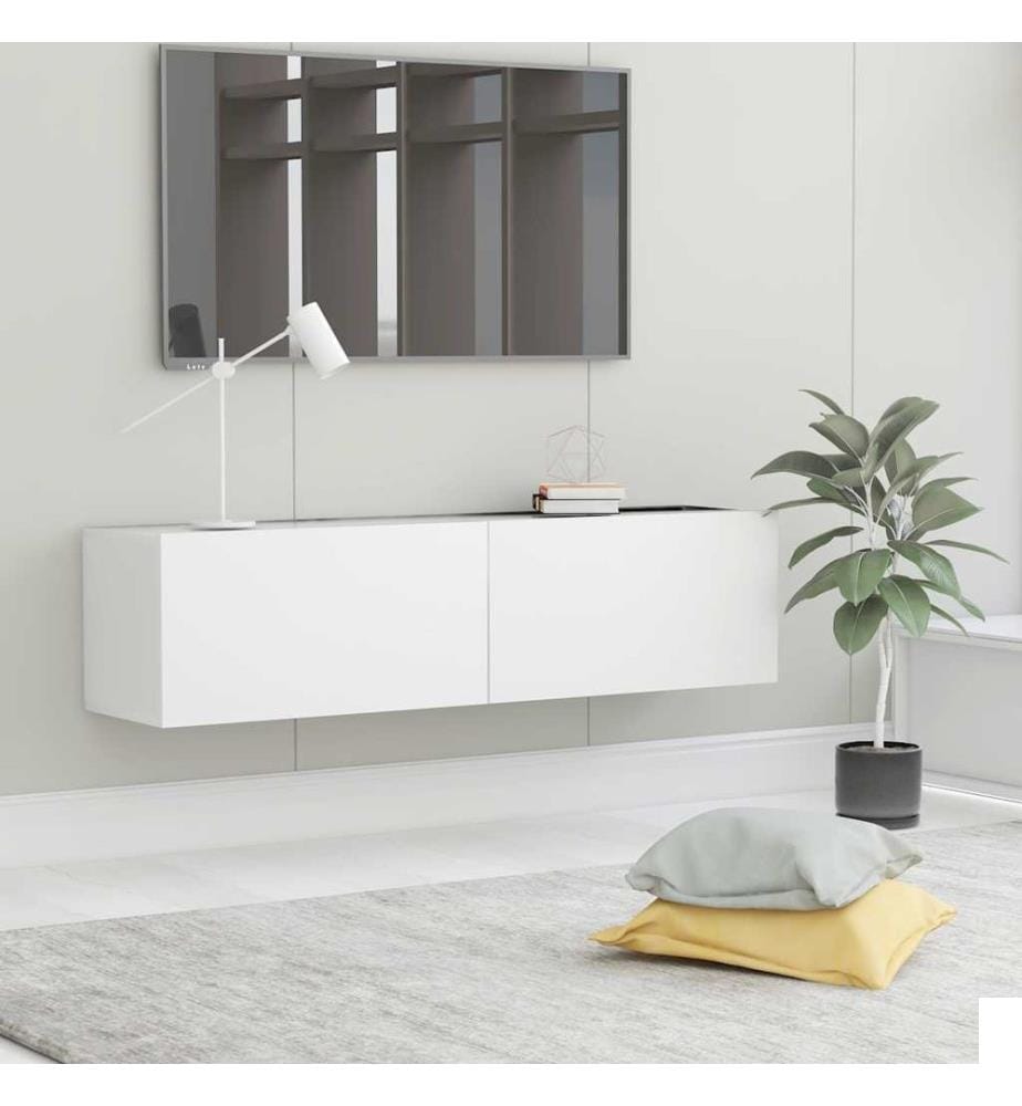 Meuble TV Blanc 120x30x30 cm Bois dingénierie