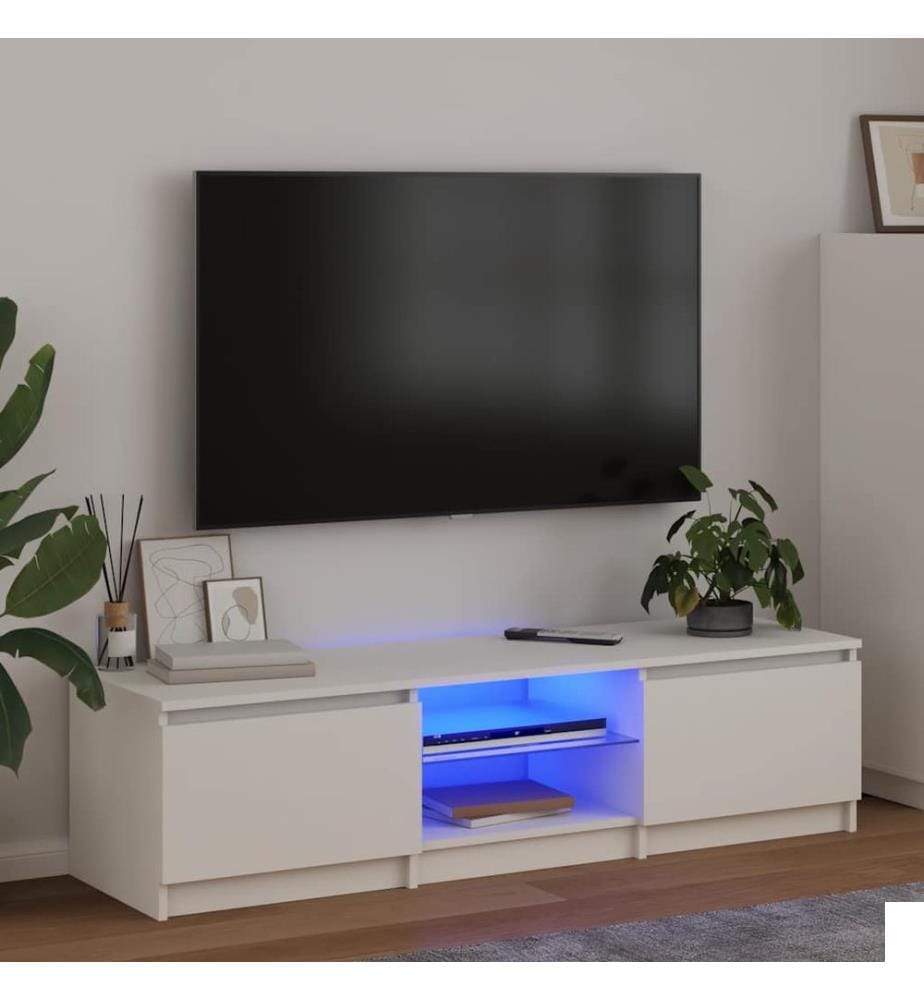 Meuble TV avec lumières LED blanc 140x40x36 cm