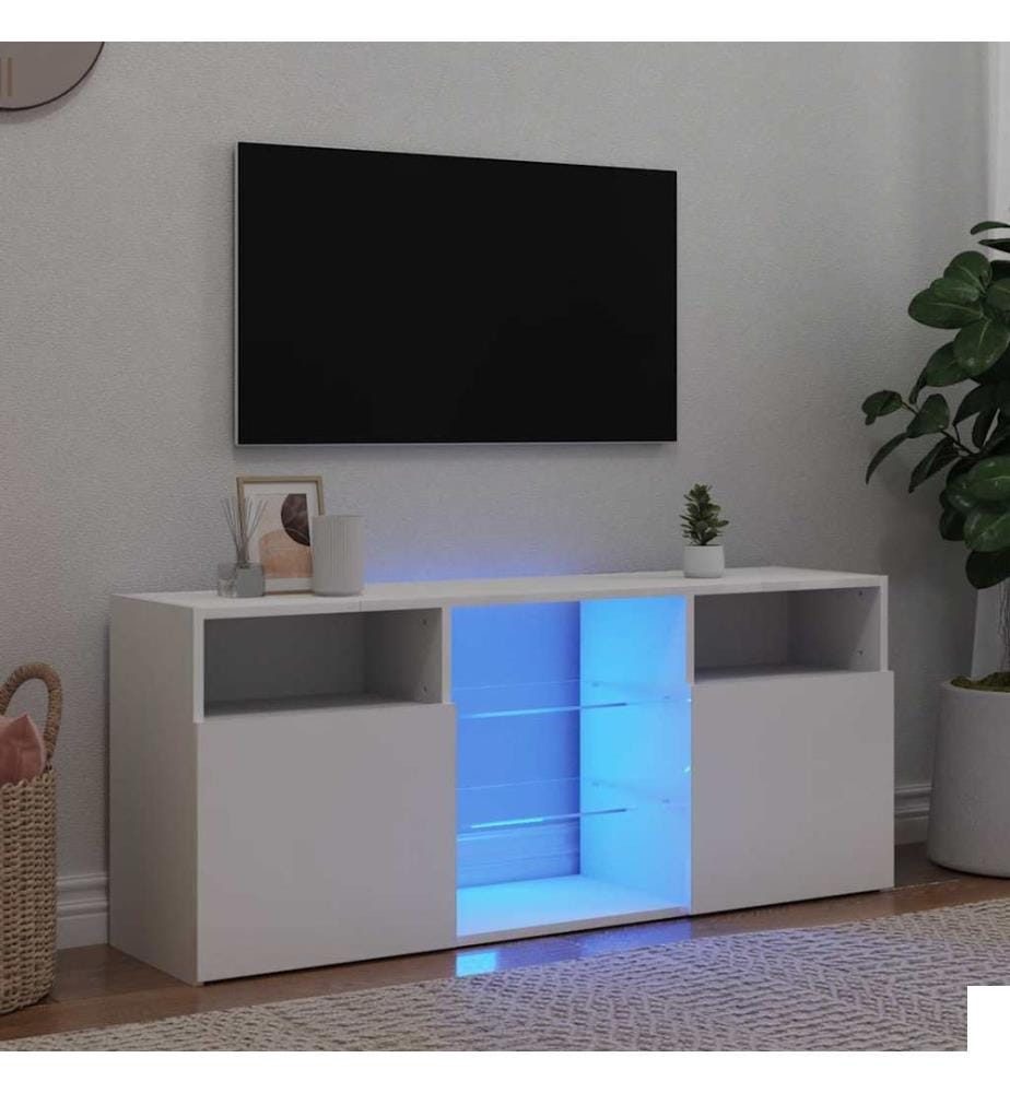 Meuble TV avec lumières LED blanc 120x30x50 cm