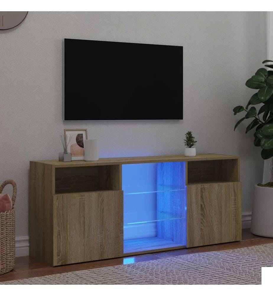 Meuble TV avec lumières LED chêne sonoma 120x30x50 cm