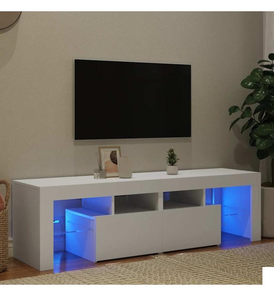 Meuble TV avec lumières LED Blanc 140x36,5x40 cm