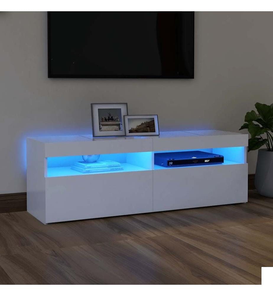 Meuble TV avec lumières LED blanc 120x35x40 cm