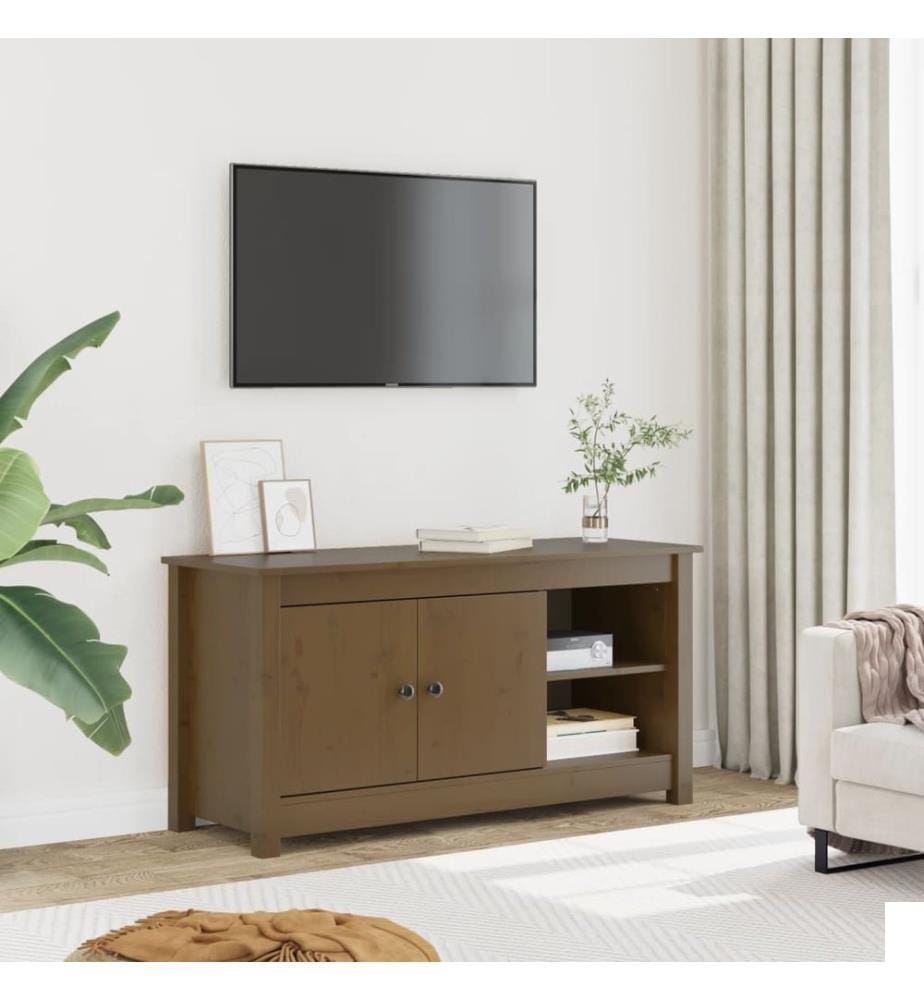 Meuble TV Marron miel 103x36,5x52 cm Bois de pin massif