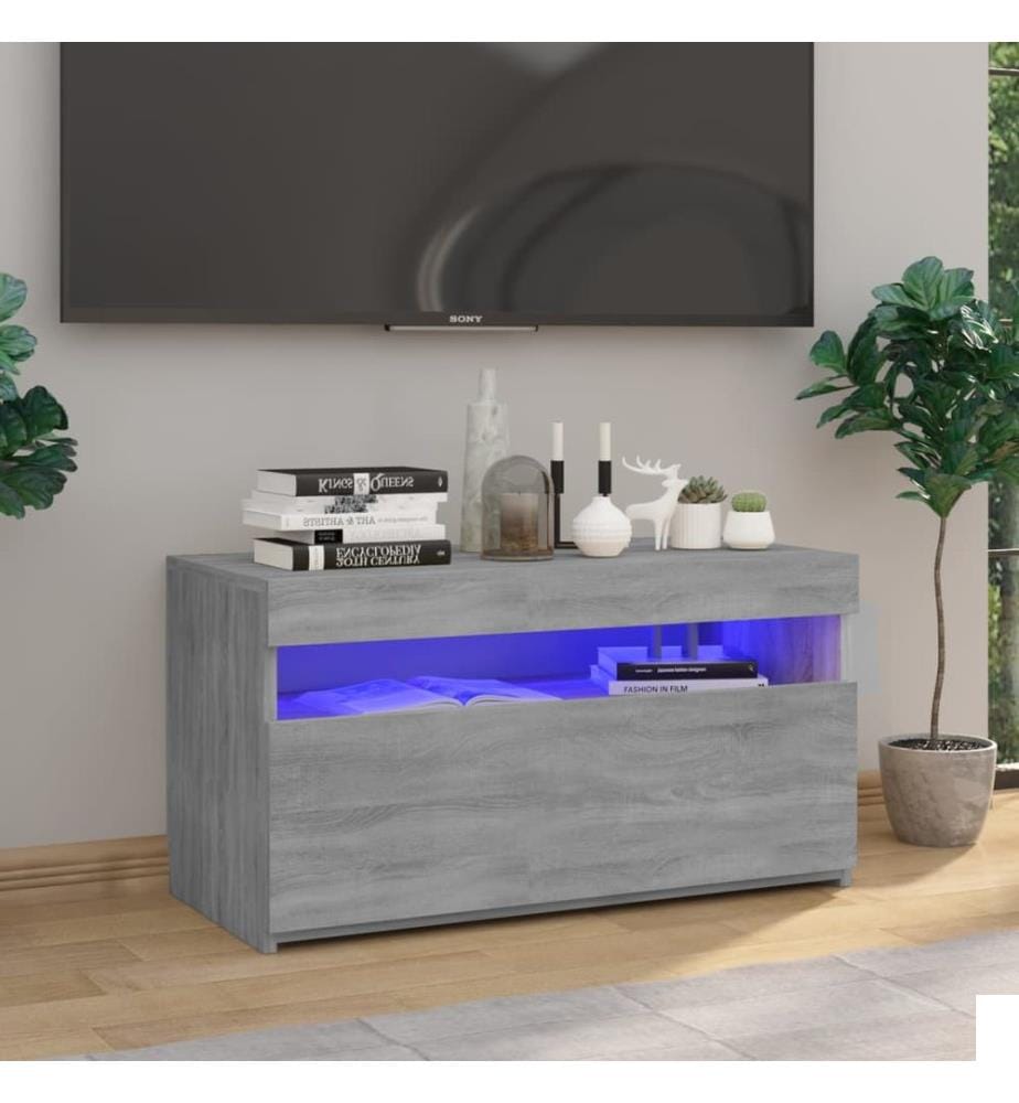 Meuble TV avec lumières LED Sonoma gris 75x35x40 cm