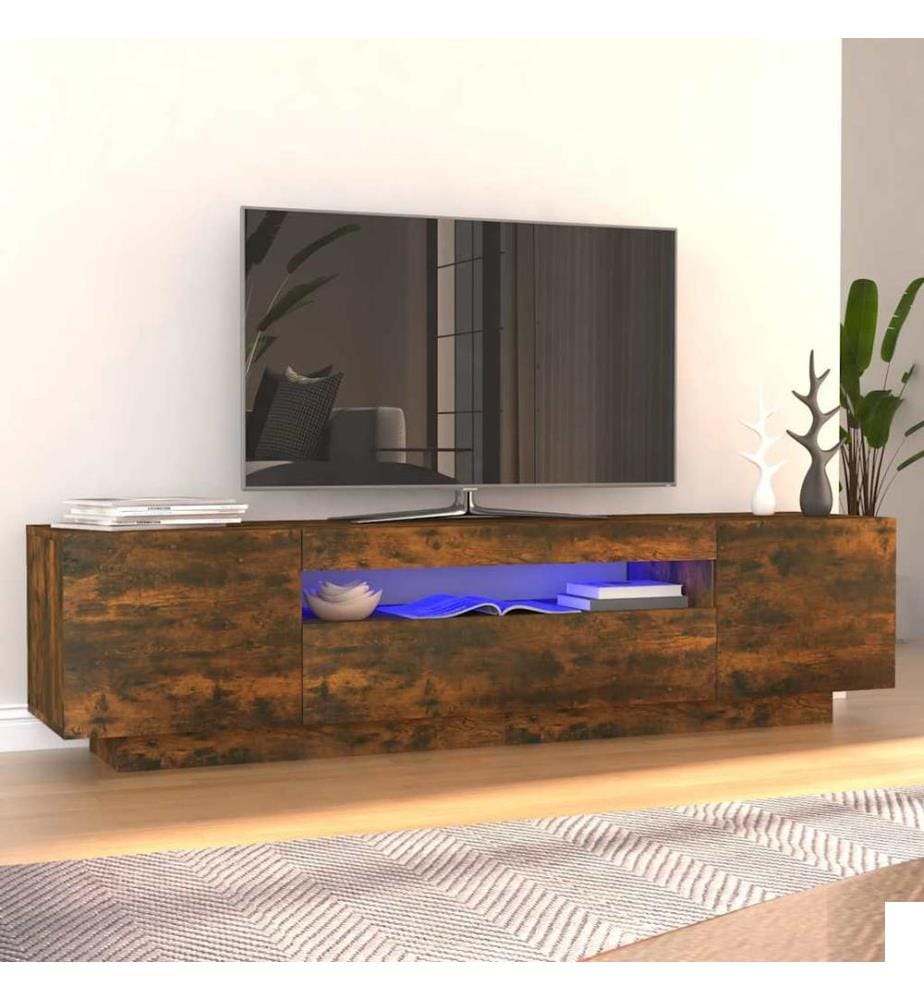 Meuble TV avec lumières LED Chêne fumé 160x35x40 cm