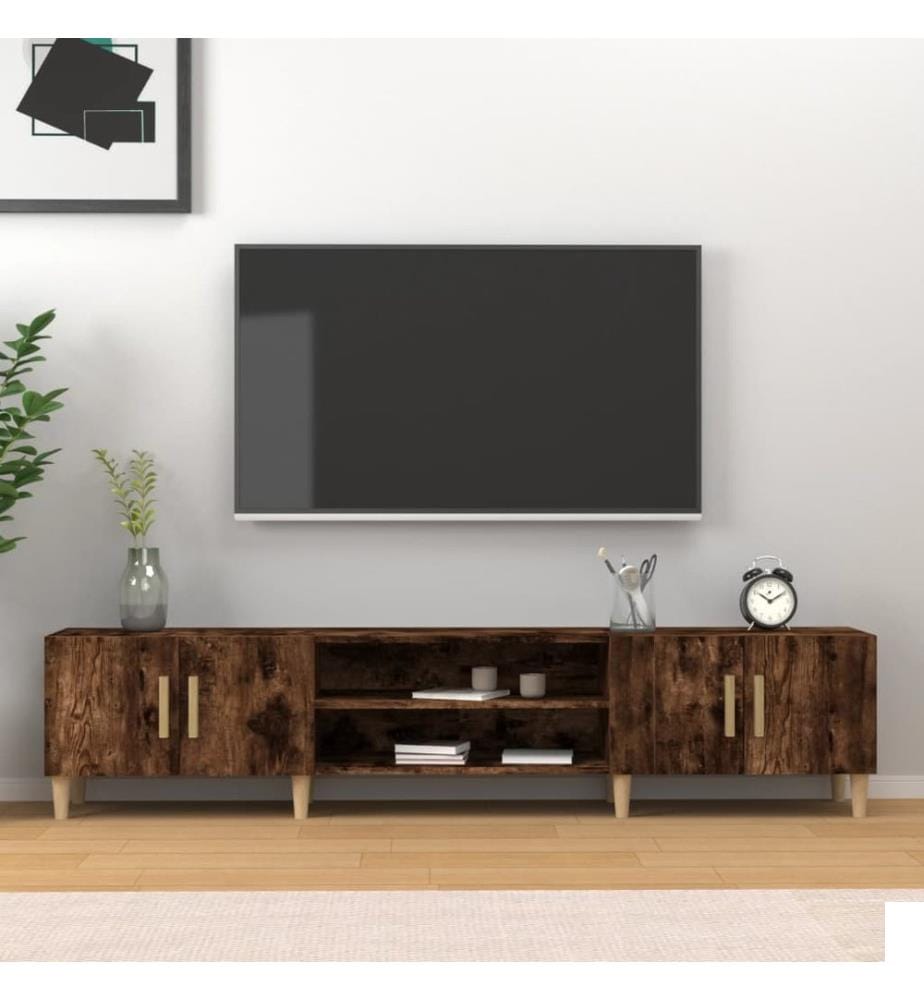 Meuble TV chêne fumé 180x31,5x40 cm bois d'ingénierie