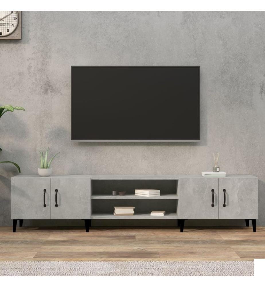 Meuble TV gris béton 180x31,5x40 cm bois d'ingénierie