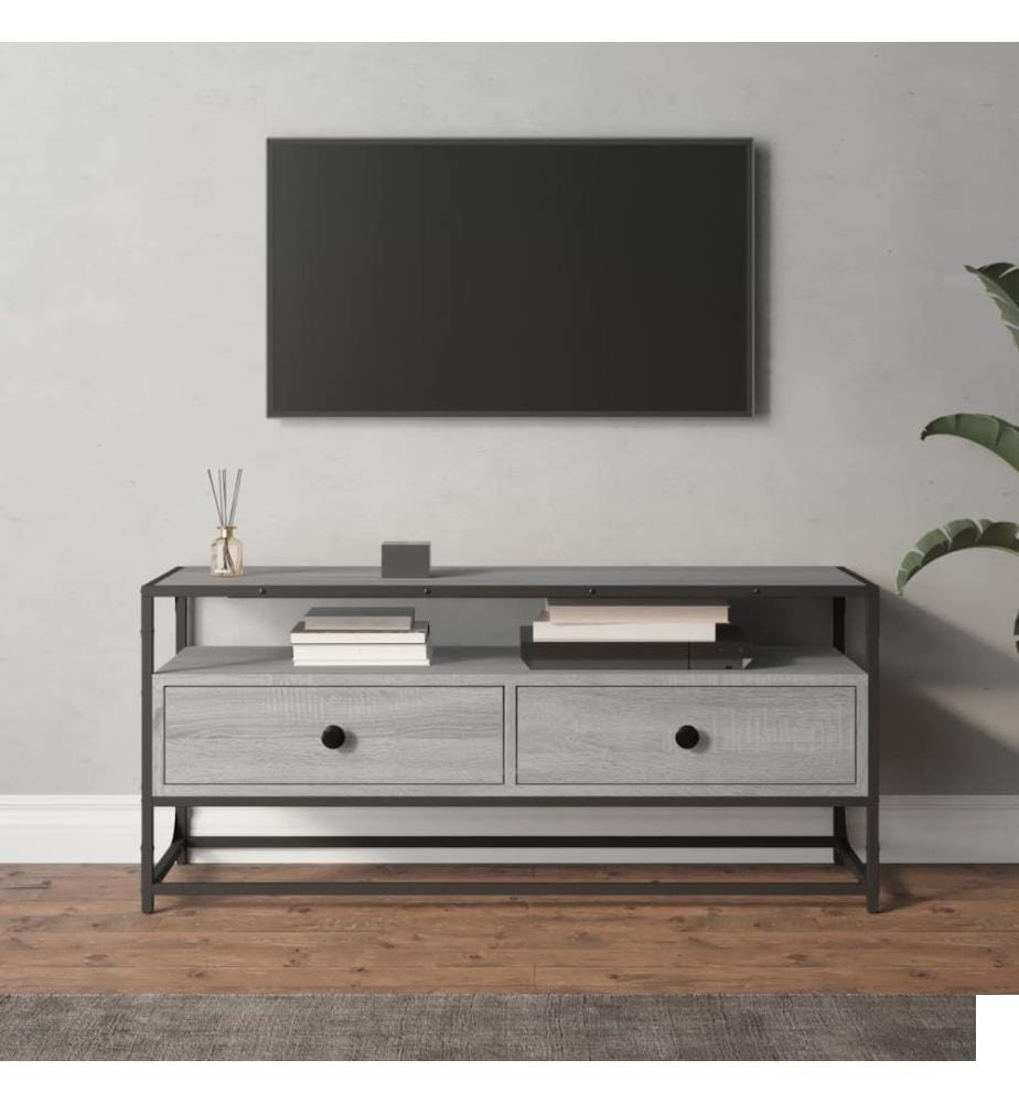 Meuble TV sonoma gris 100x35x45 cm bois d'ingénierie