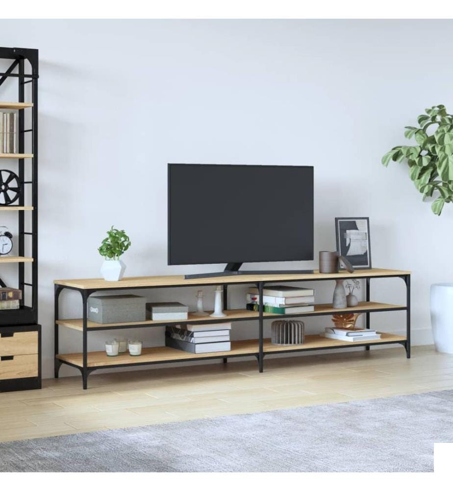 Meuble TV chêne sonoma 200x30x50 cm bois d'ingénierie et métal