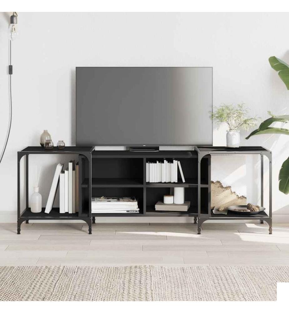 Meuble TV noir 153x37x50 cm bois d'ingénierie