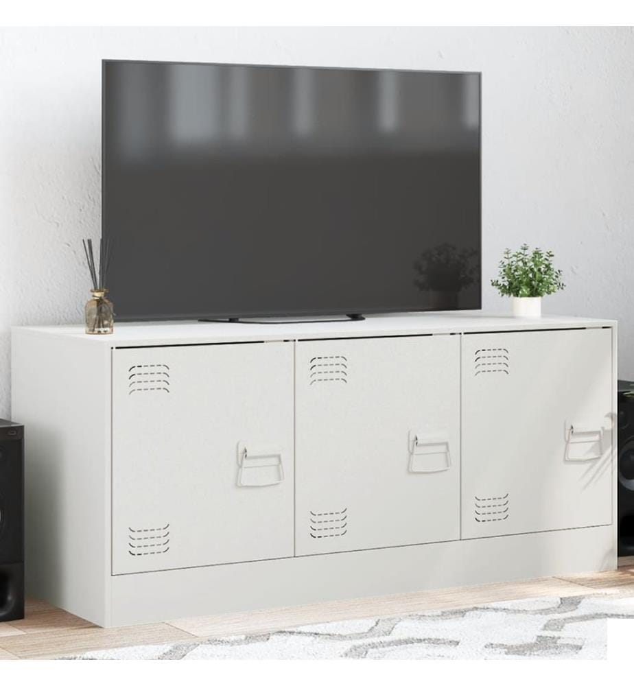Meuble TV blanc 99x39x44 cm acier