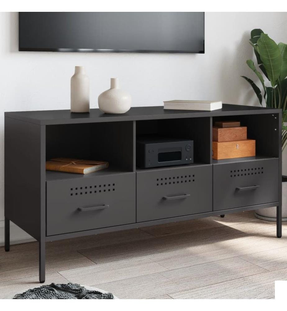 Meuble TV noir 100,5x39x50,5 cm acier