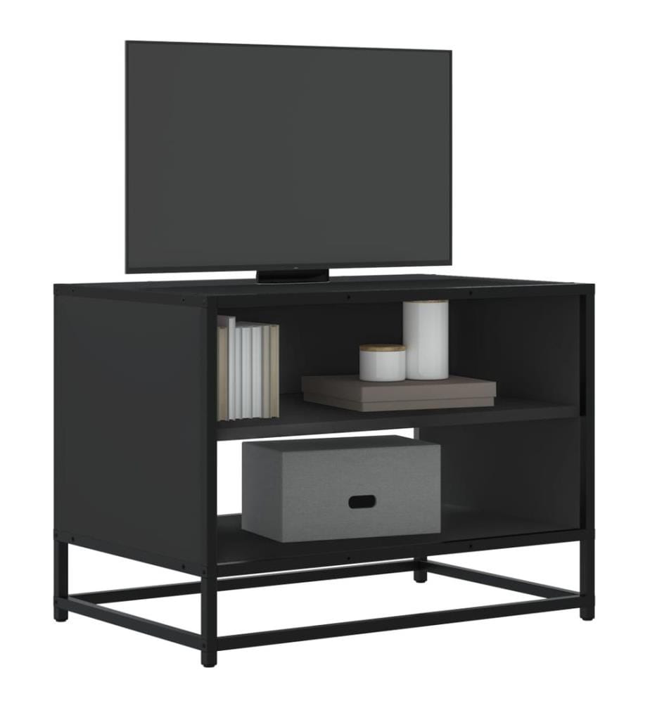 Meuble TV noir 61x40x46 cm bois d'ingénierie et métal