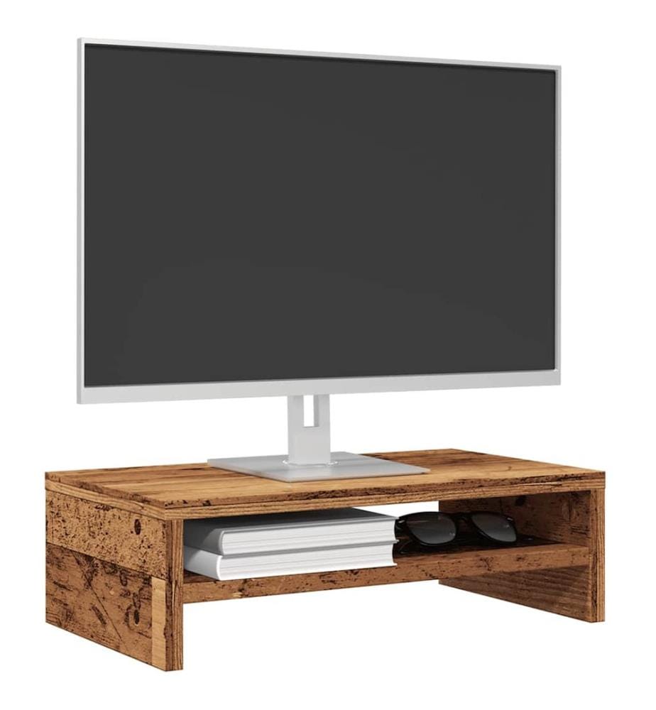Support de moniteur vieux bois 42 x 24 x 13cm bois d'ingénierie